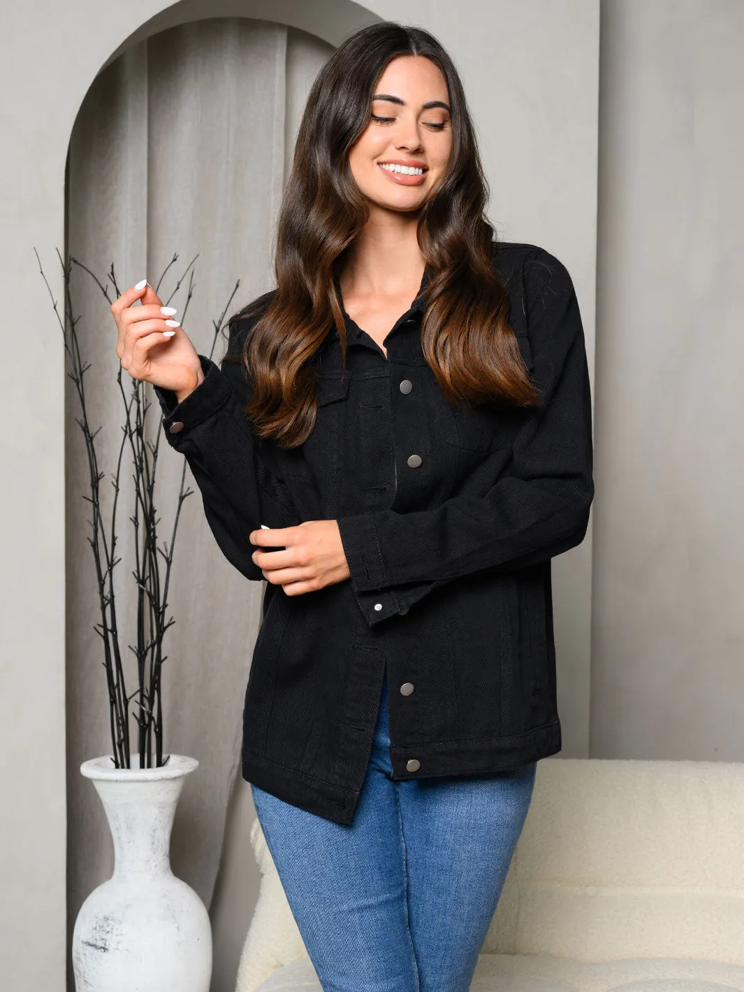 WOMEN'S LONG SLEEVE DENIM BACK GRAPHIC JACKET
