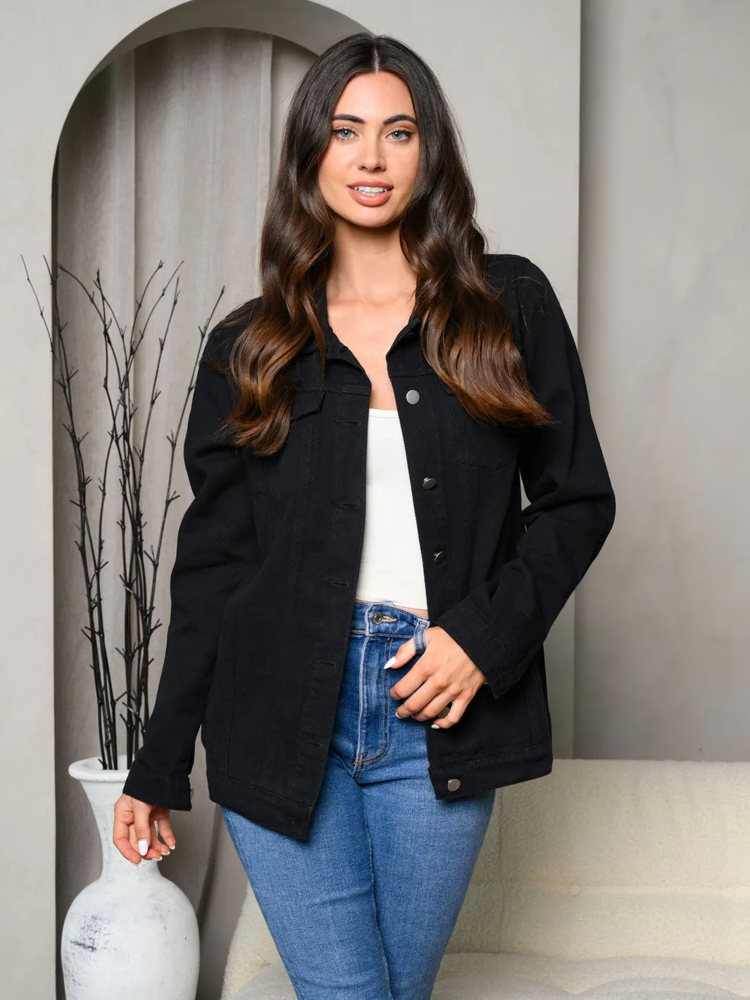 WOMEN'S LONG SLEEVE DENIM BACK GRAPHIC JACKET