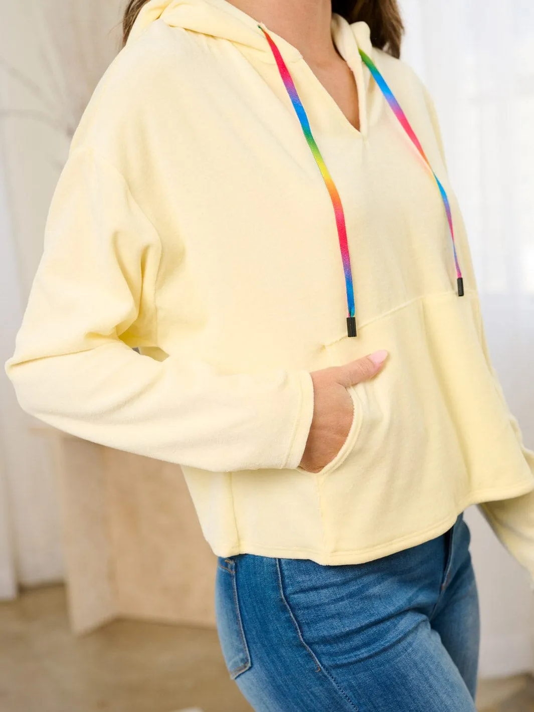 WOMEN'S LONG SLEEVE V-NECK PULLOVER HOODED SWEATER