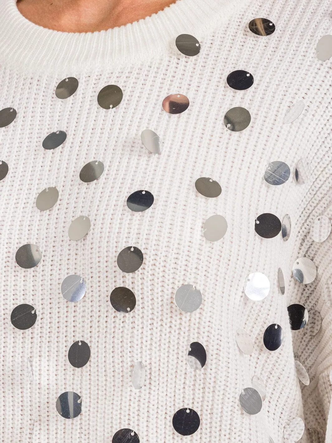 WOMEN'S LONG SLEEVES PULLOVER KNIT SEQUINS SWEATER