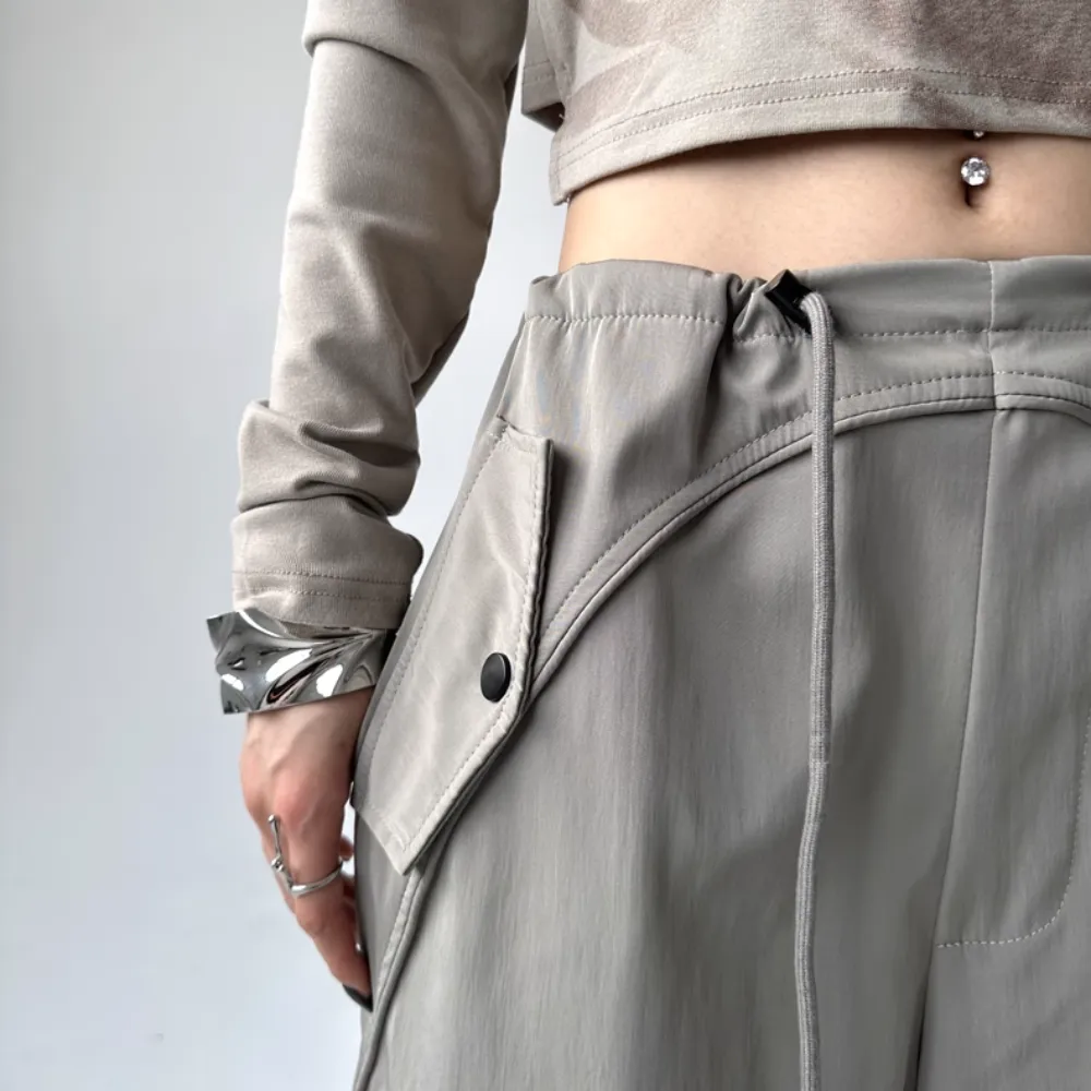 Women's Solid Color Paratrooper Cargo Pants