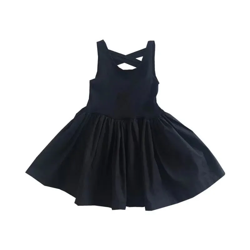 Women's Summer Sleeveless Black Midi Sundress