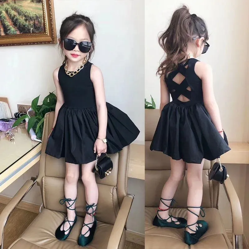 Women's Summer Sleeveless Black Midi Sundress