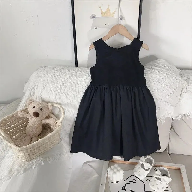 Women's Summer Sleeveless Black Midi Sundress