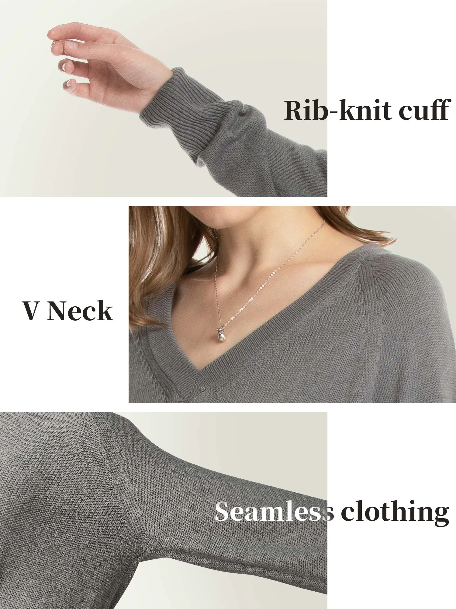 Women's V Neck Sweaters Pullover Fall Lightweight Casual Long Sleeve Solid Tops