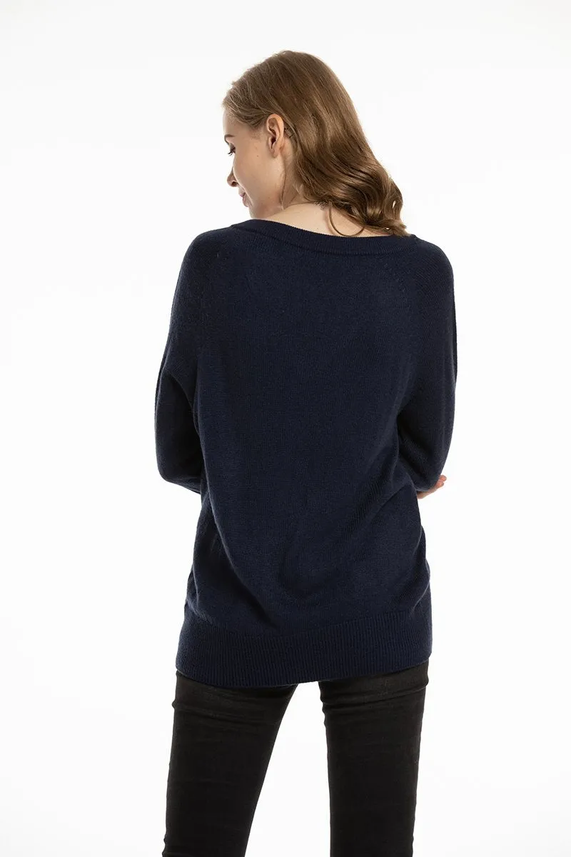 Women's V Neck Sweaters Pullover Fall Lightweight Casual Long Sleeve Solid Tops