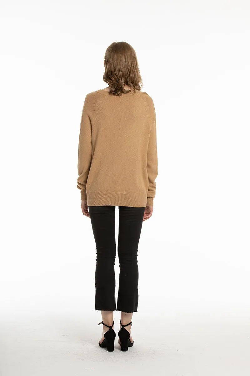 Women's V Neck Sweaters Pullover Fall Lightweight Casual Long Sleeve Solid Tops