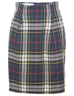Wool Checked Pencil Skirt - M