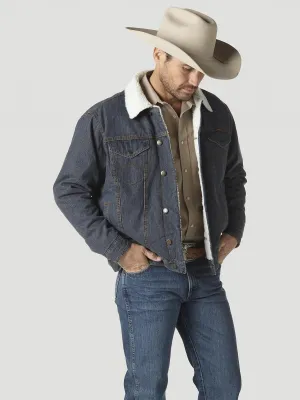 WRANGLER® WESTERN STYLED SHERPA LINED DENIM JACKET - RUSTIC