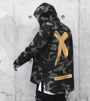 X Coat Camo Jacket Red Yellow Headwear Hoody Windbreakers Hip Hop Jackets Coat For Men Women US Size S-XL