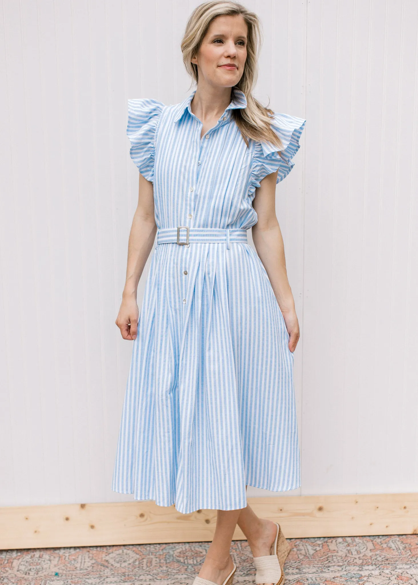 X Stripes of Blue Dress