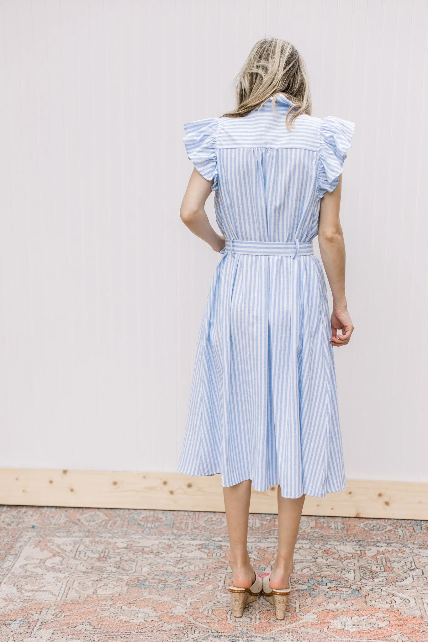 X Stripes of Blue Dress