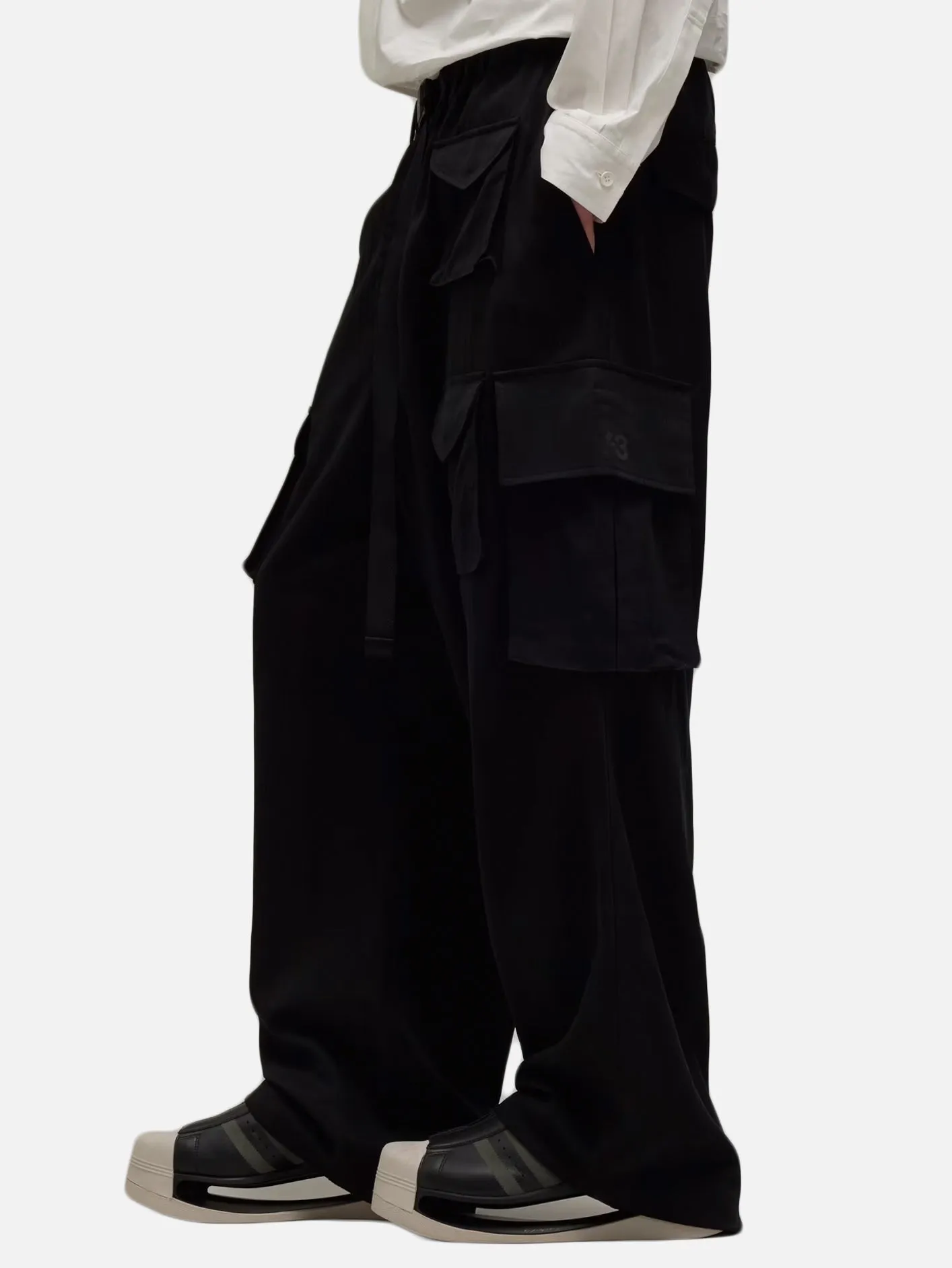 Y-3 Washed Twill Cargo Pants - Black