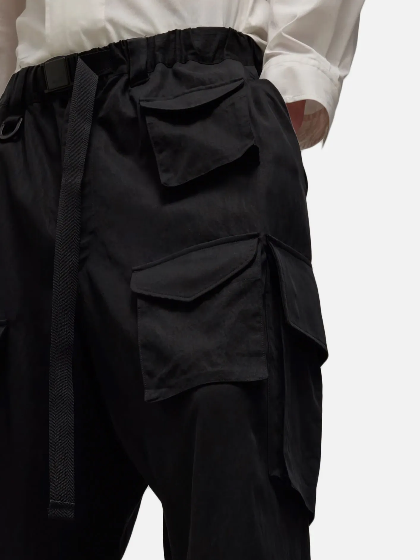 Y-3 Washed Twill Cargo Pants - Black