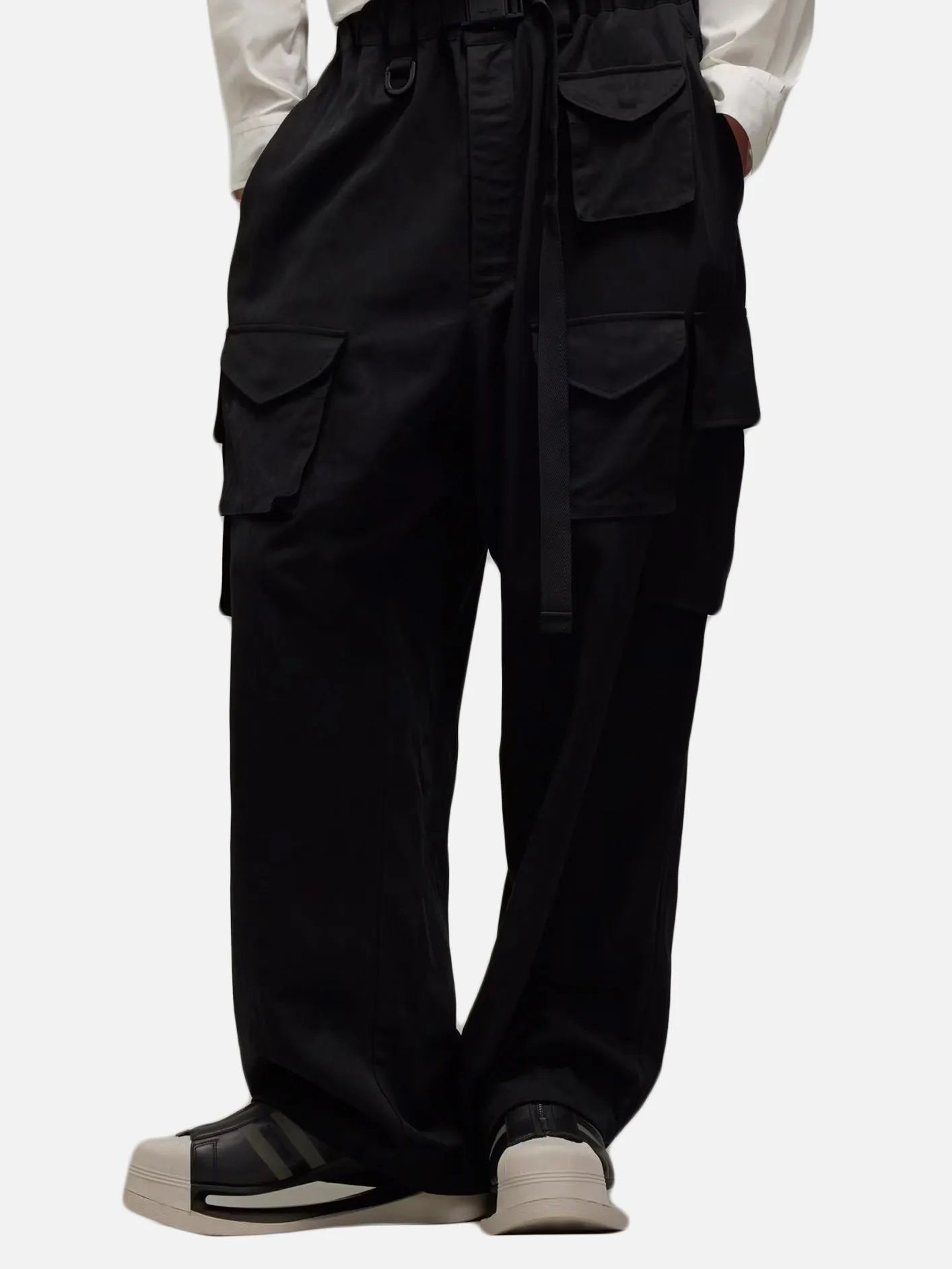 Y-3 Washed Twill Cargo Pants - Black