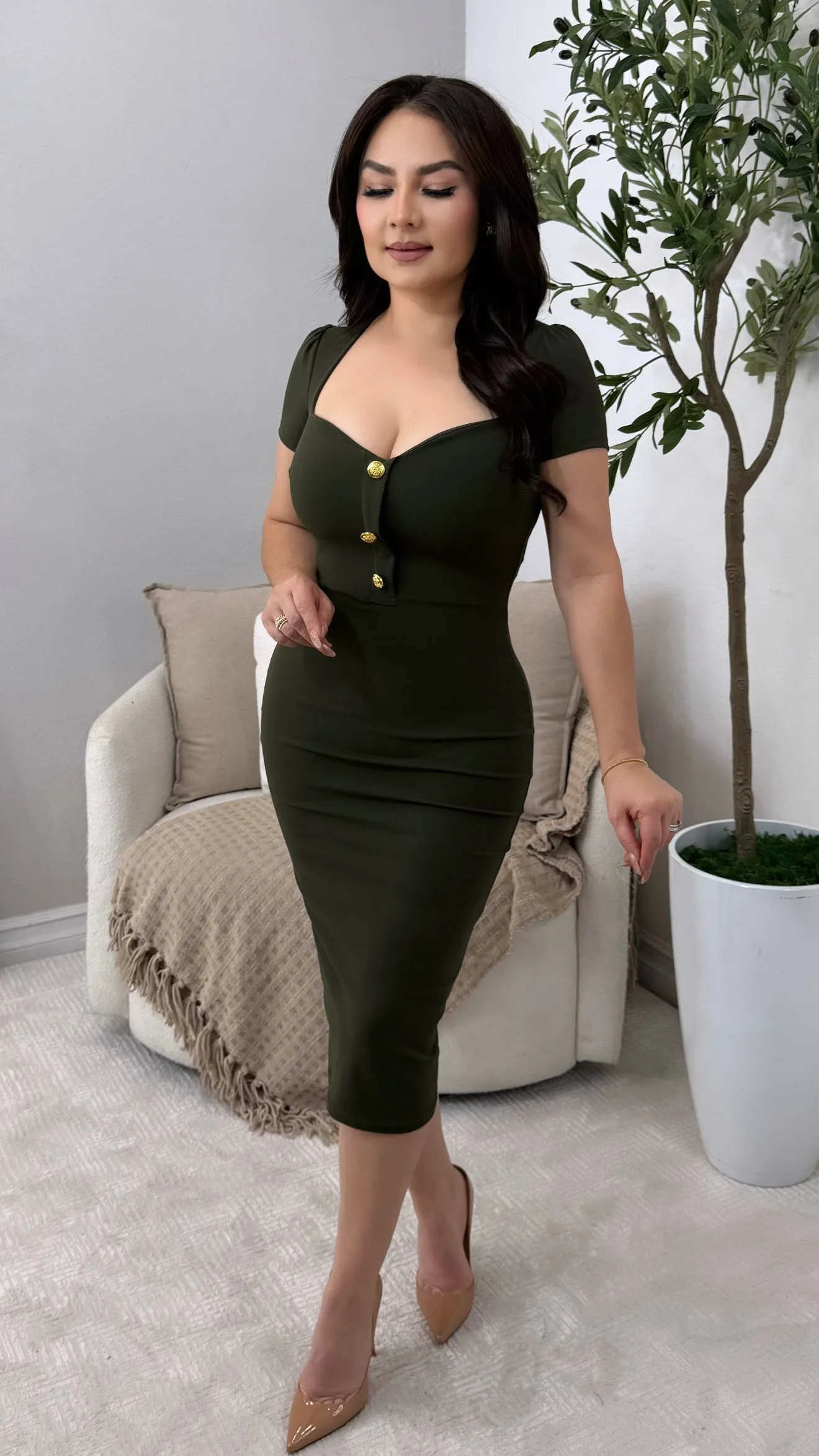 YAEL OLIVE DRESS