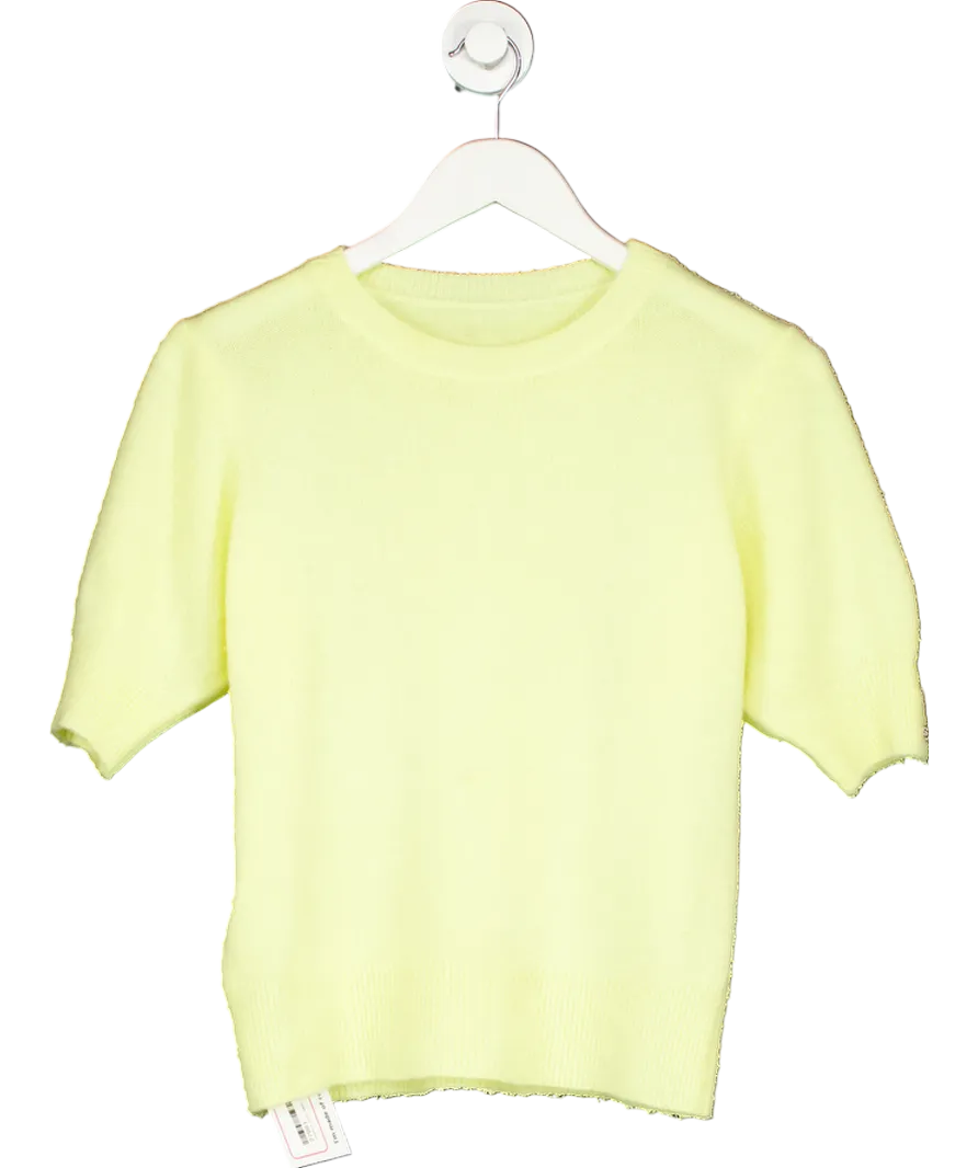 Yellow Button Detail Crewneck Half-sleeve Jumper UK XS/S