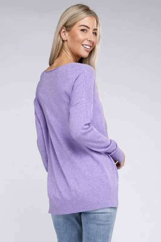 ZENANA Garment Dyed Front Seam Sweater