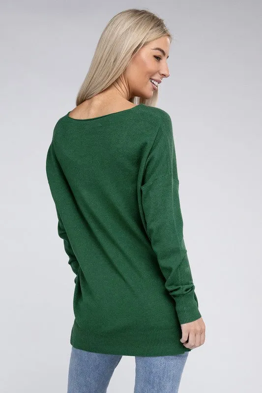 ZENANA Garment Dyed Front Seam Sweater