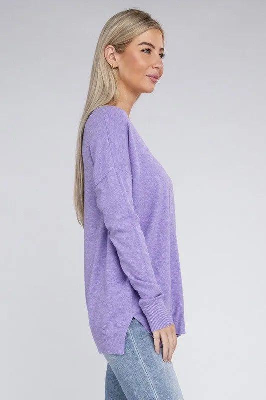 ZENANA Garment Dyed Front Seam Sweater