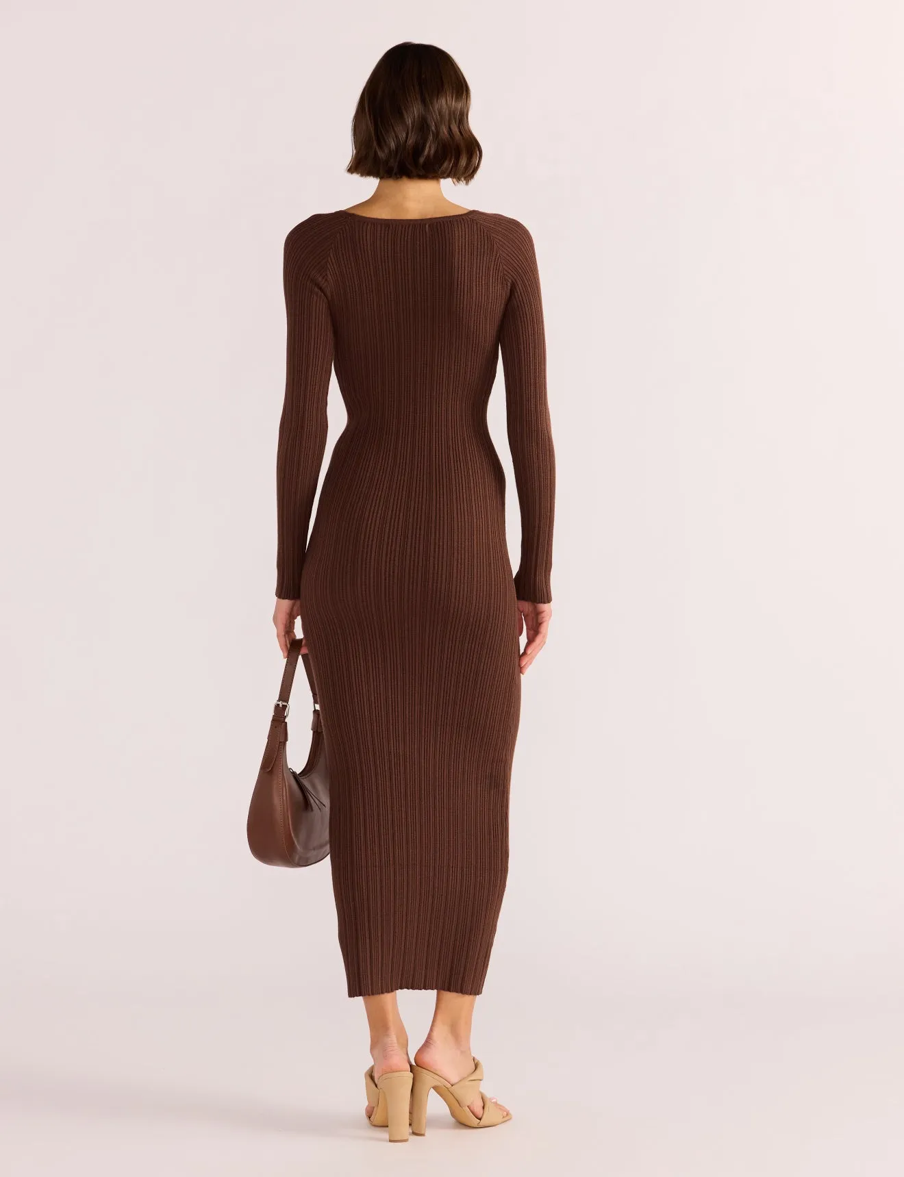 Zinnia Bead Knit Midi Dress | Chocolate